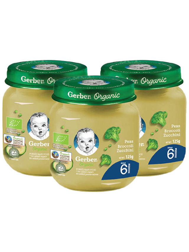 Gerber Organic Peas Broccoli & Zucchini (125g) Bundle of 3 edamama